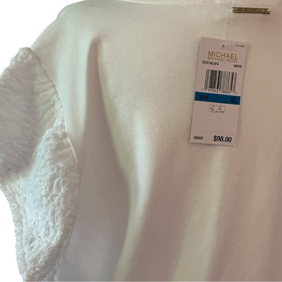 Michael Kors Cream Ruffled Flutter Sleeve Blouse MSRP $98.00 - Picture 6 of 8